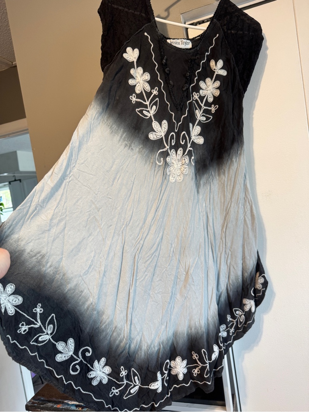 Jessica Taylor Plus Size 3X Boho Embroidered Ombre Sharkbite Tunic